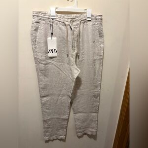 NWT Zara relaxed fit linen pants sz 32‎